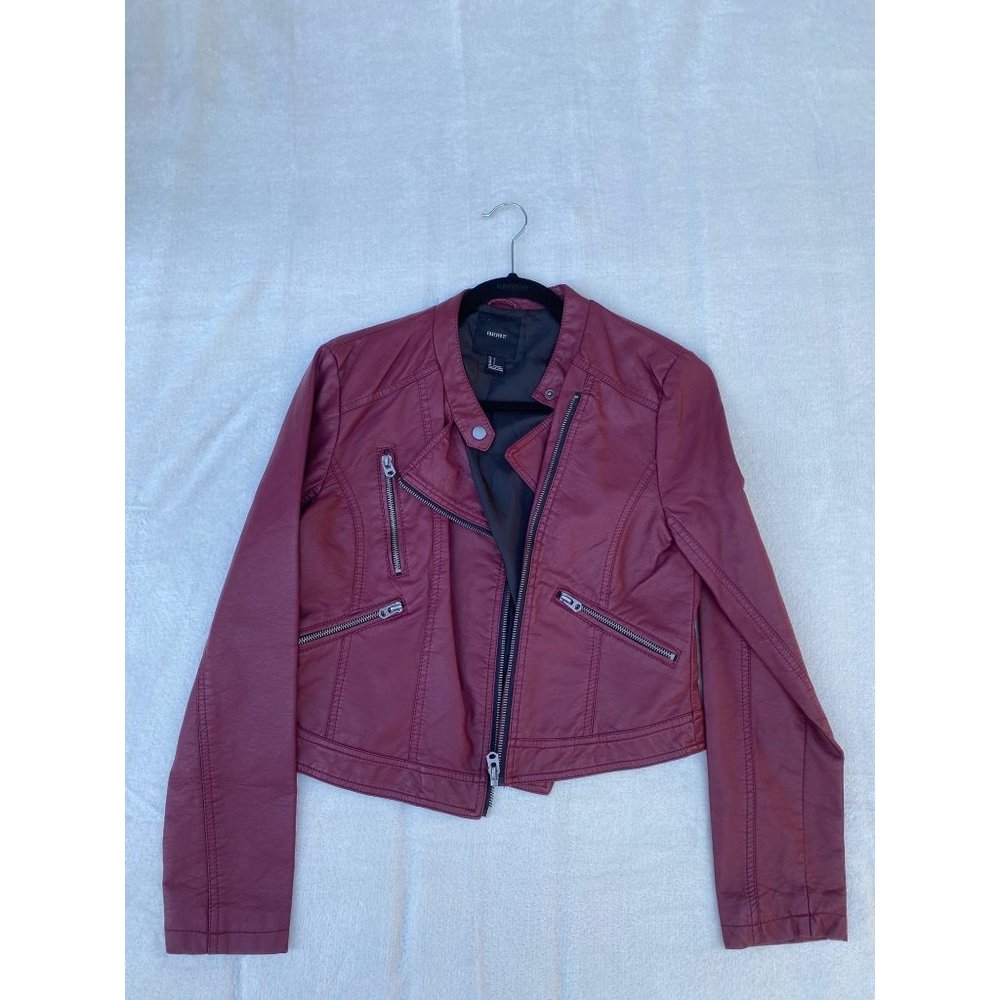Faux Leather Jacket Maroon